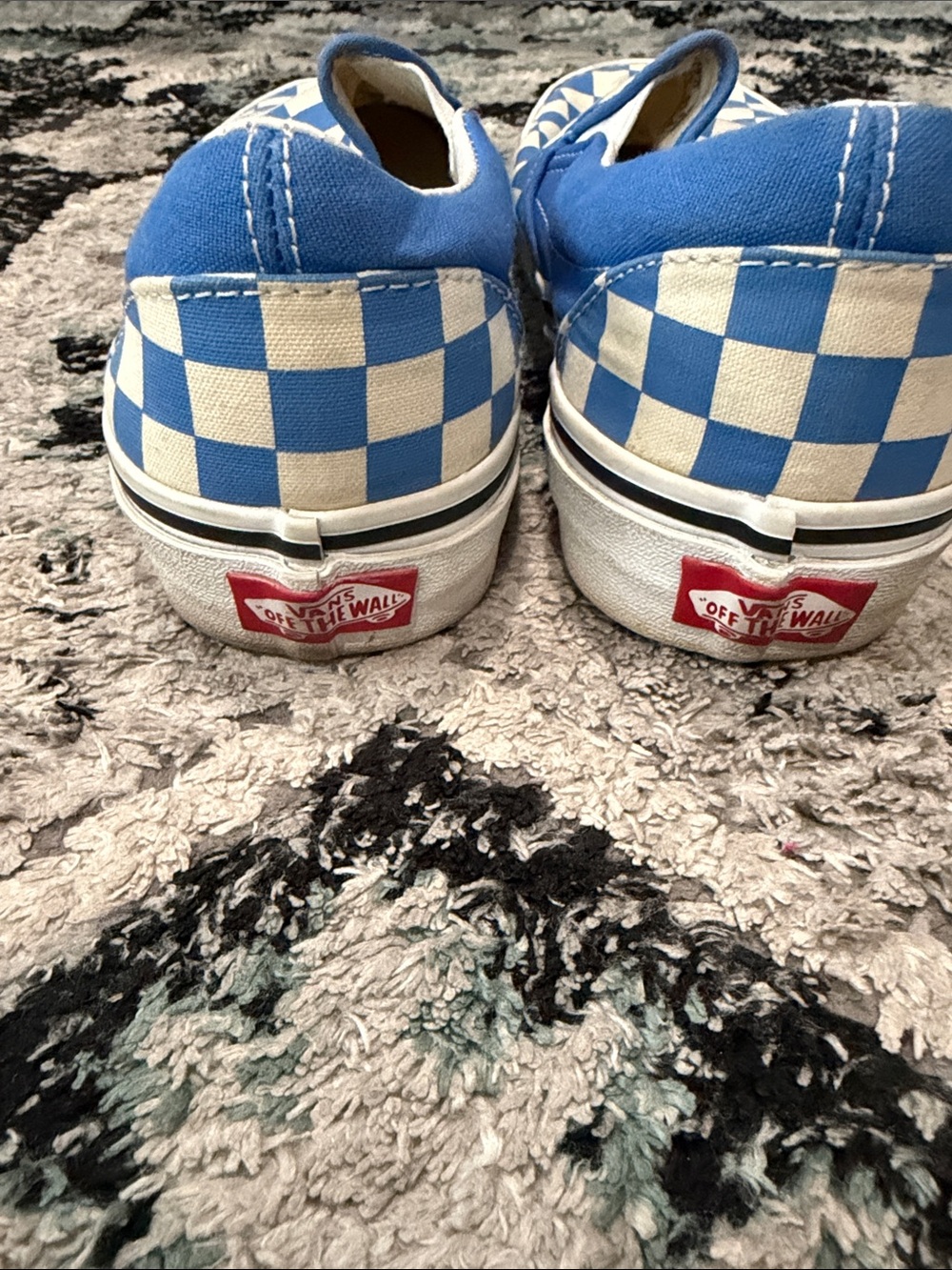 Vans Wome’s Slip-On Checkerboard Sneakers - Blue & White - Picture 3 of 5